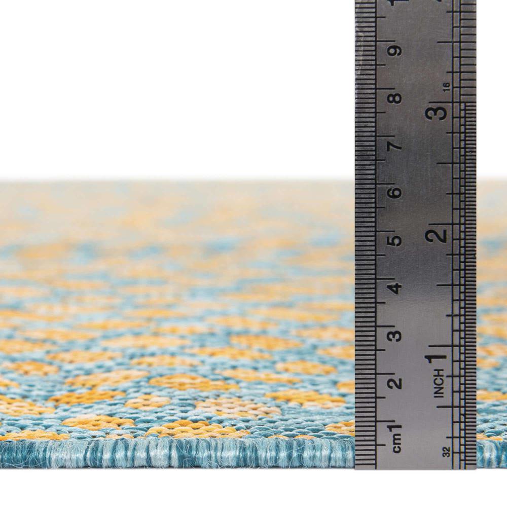 Jill Zarin Outdoor Cape Town Area Rug 3' 3" x 3' 3", Round Yellow and Aqua. Picture 5