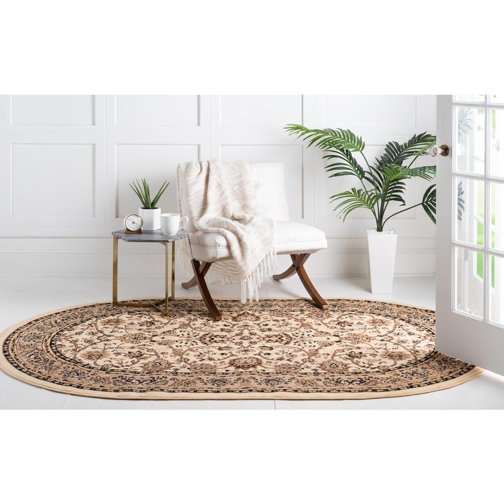 Unique Loom 5x8 Oval Rug in Ivory (3152880). Picture 4