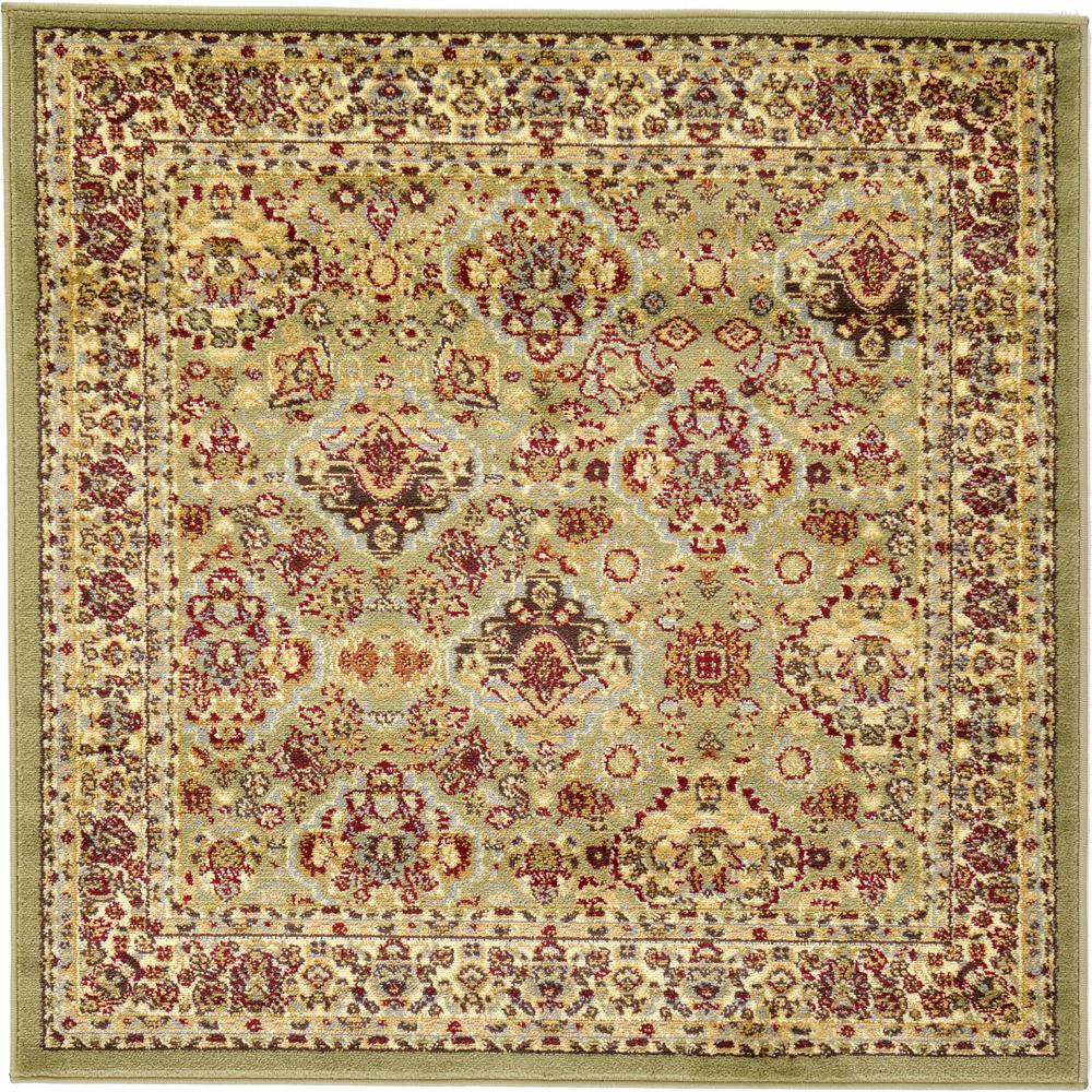 Colonial Voyage Rug, Light Green (4' 0 x 4' 0). Picture 2