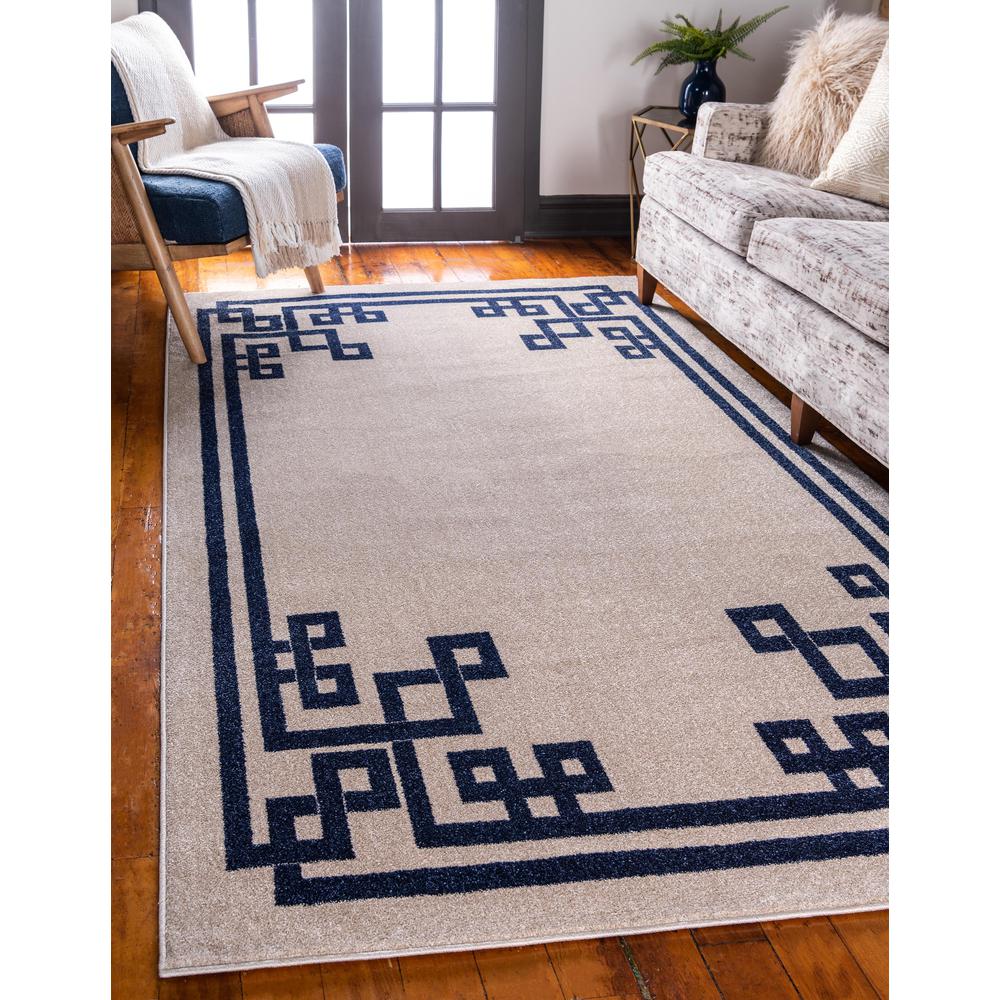 Geometric Athens Rug, Beige/Navy Blue (3' 3 x 5' 3). Picture 2