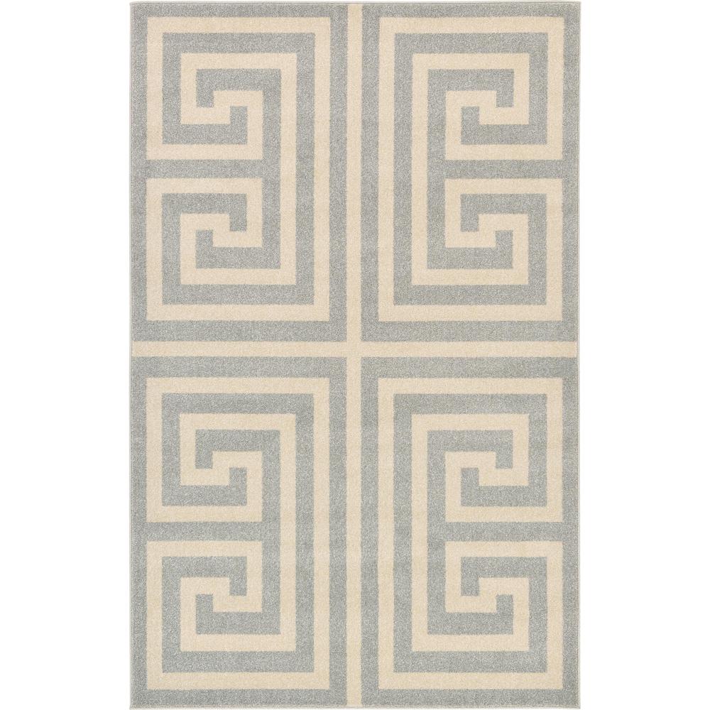 Greek Key Athens Rug, Gray (5' 0 x 8' 0). Picture 2