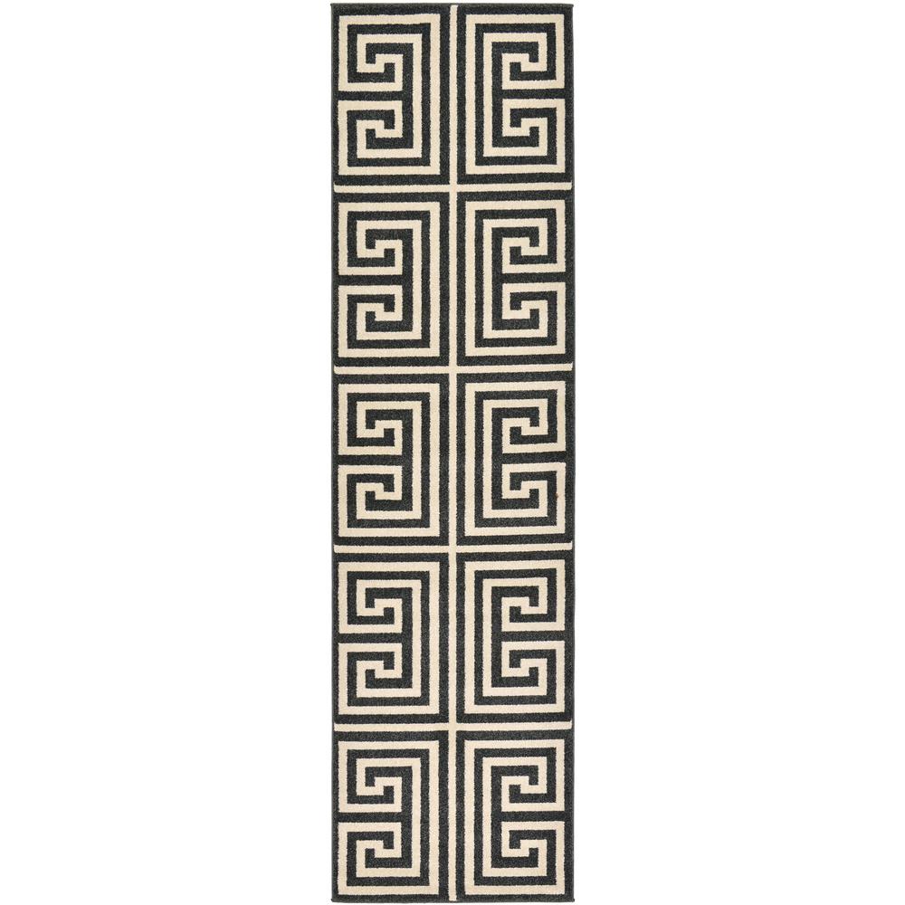 Greek Key Athens Rug, Black (2' 7 x 10' 0). Picture 2