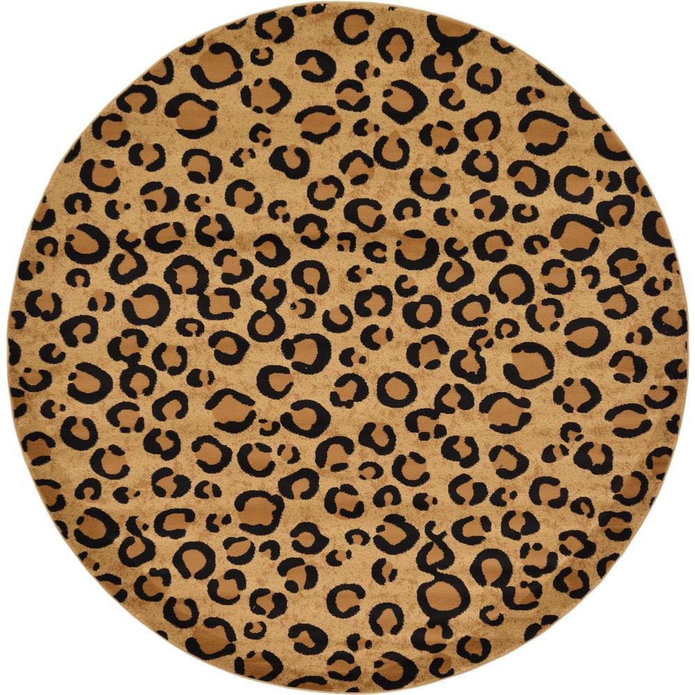 Leopard Wildlife Rug, Light Brown (8' 0 x 8' 0). Picture 2