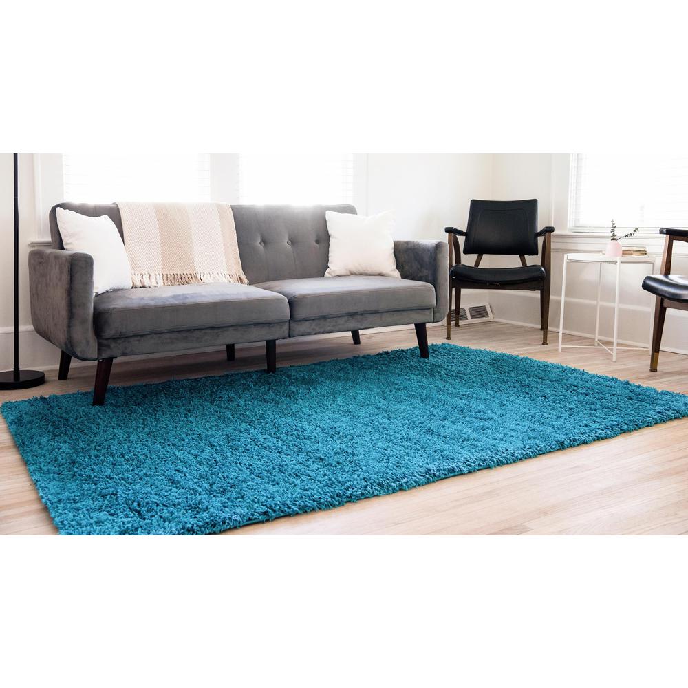Solid Shag Rug, Turquoise (7' 0 x 10' 0). Picture 3
