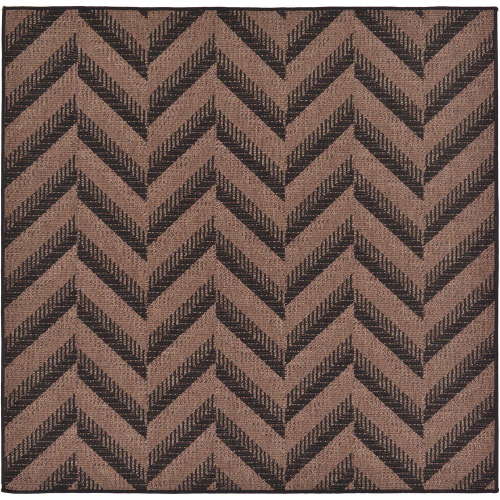 Outdoor Chevron Rug, Brown (6' 0 x 6' 0). Picture 2