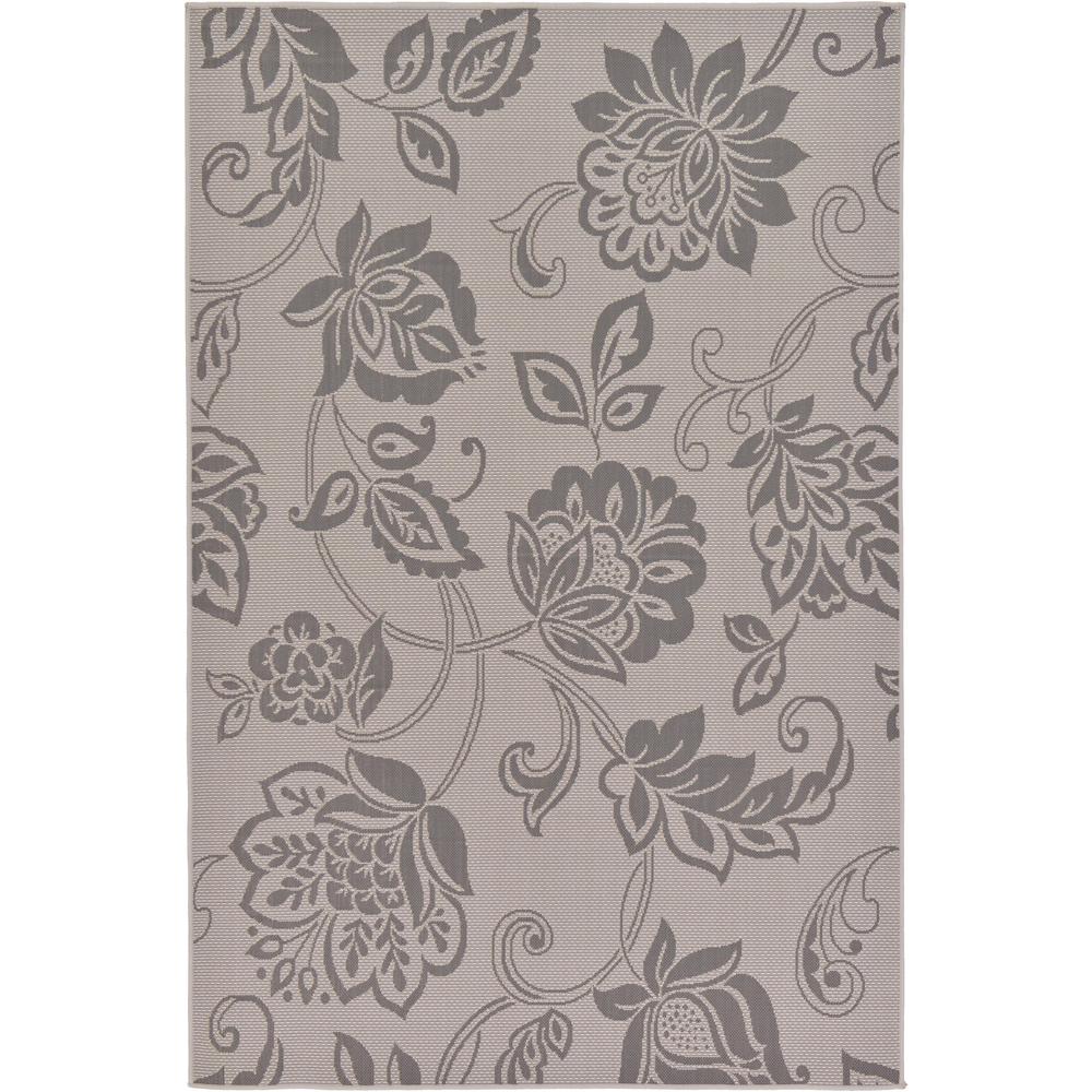 Outdoor Floral Rug, Gray (5' 3 x 8' 0). Picture 2