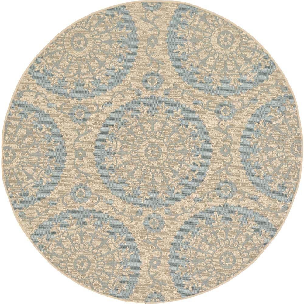 Outdoor Medallion Rug, Light Blue (6' 0 x 6' 0). Picture 2
