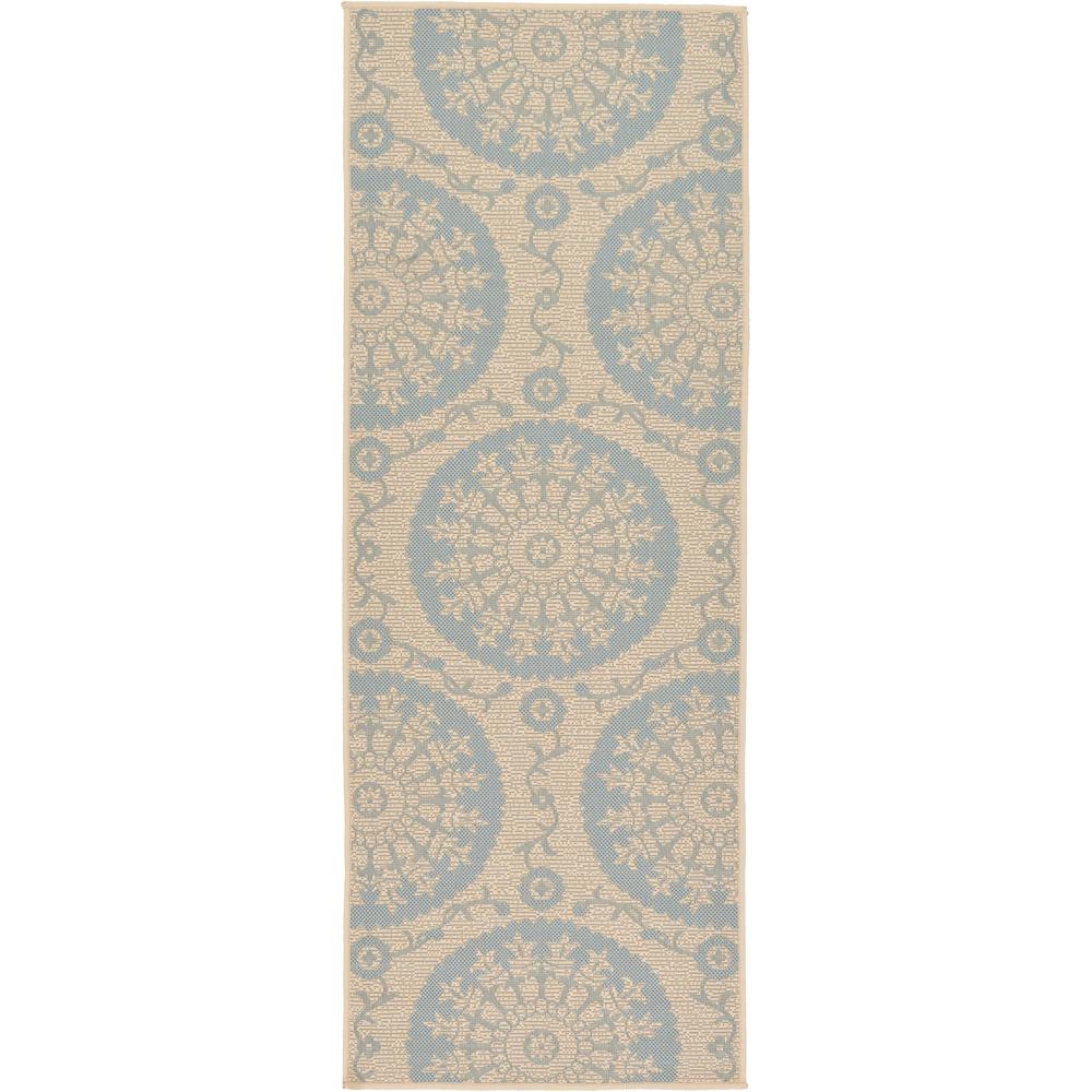 Outdoor Medallion Rug, Light Blue (2' 2 x 6' 0). Picture 2