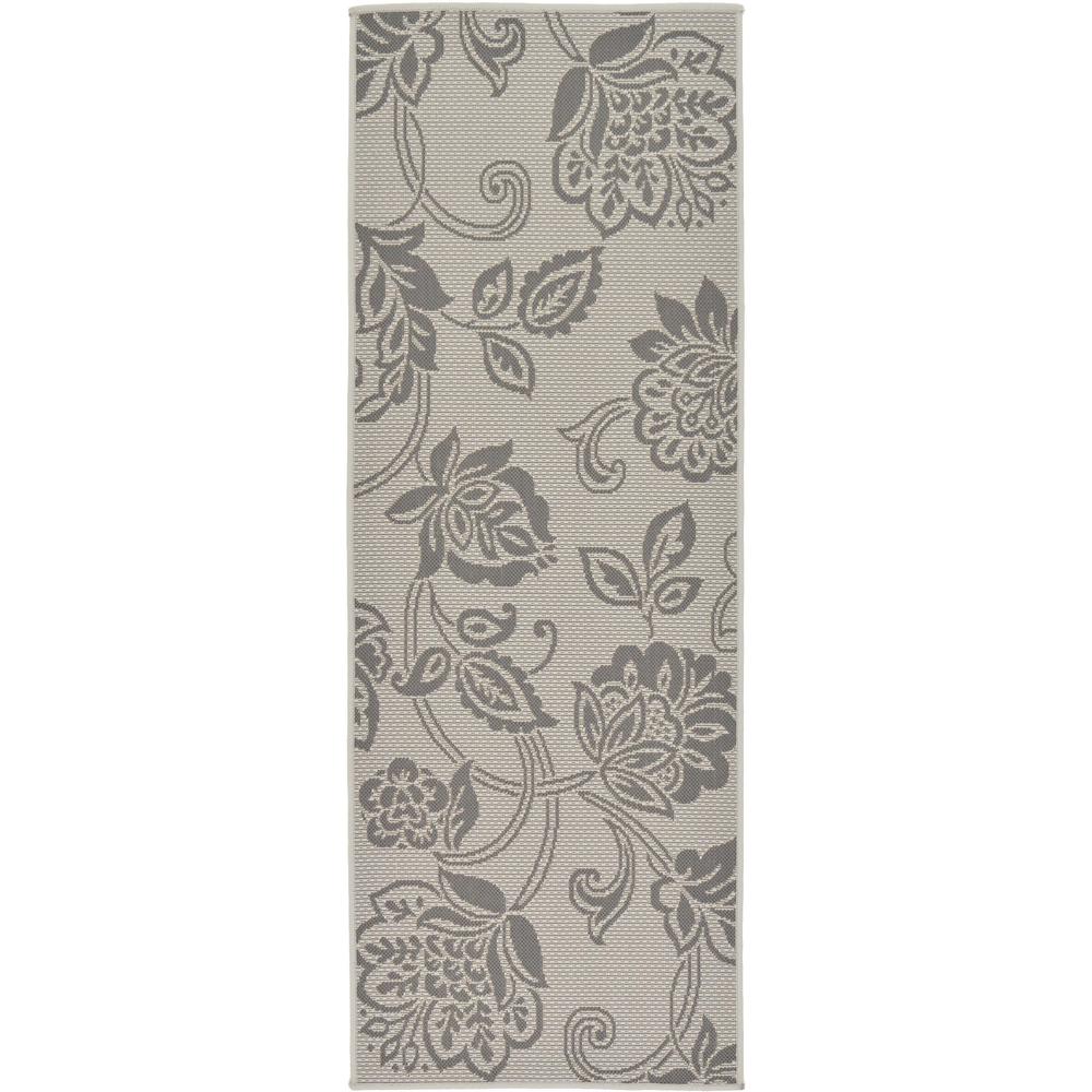 Outdoor Floral Rug, Gray (2' 2 x 6' 0). Picture 2