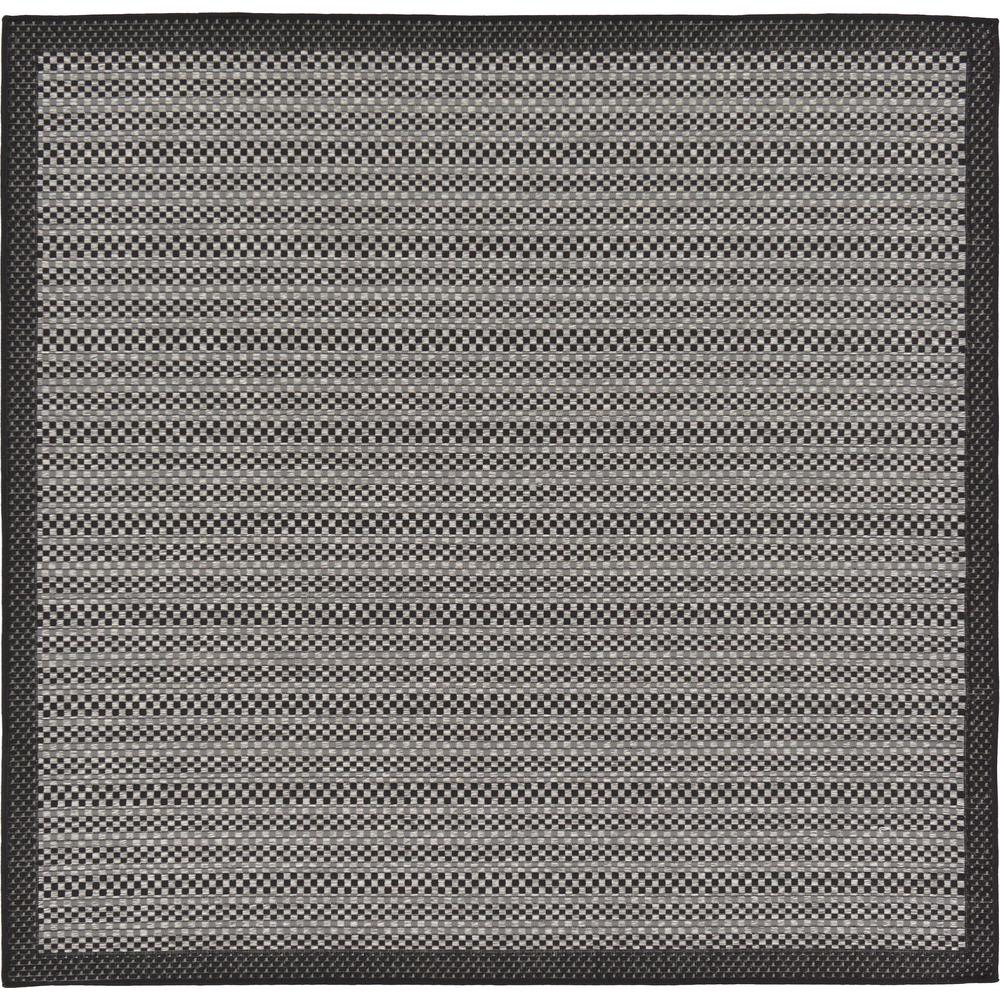 Outdoor Checkered Rug, Gray (6' 0 x 6' 0). Picture 2