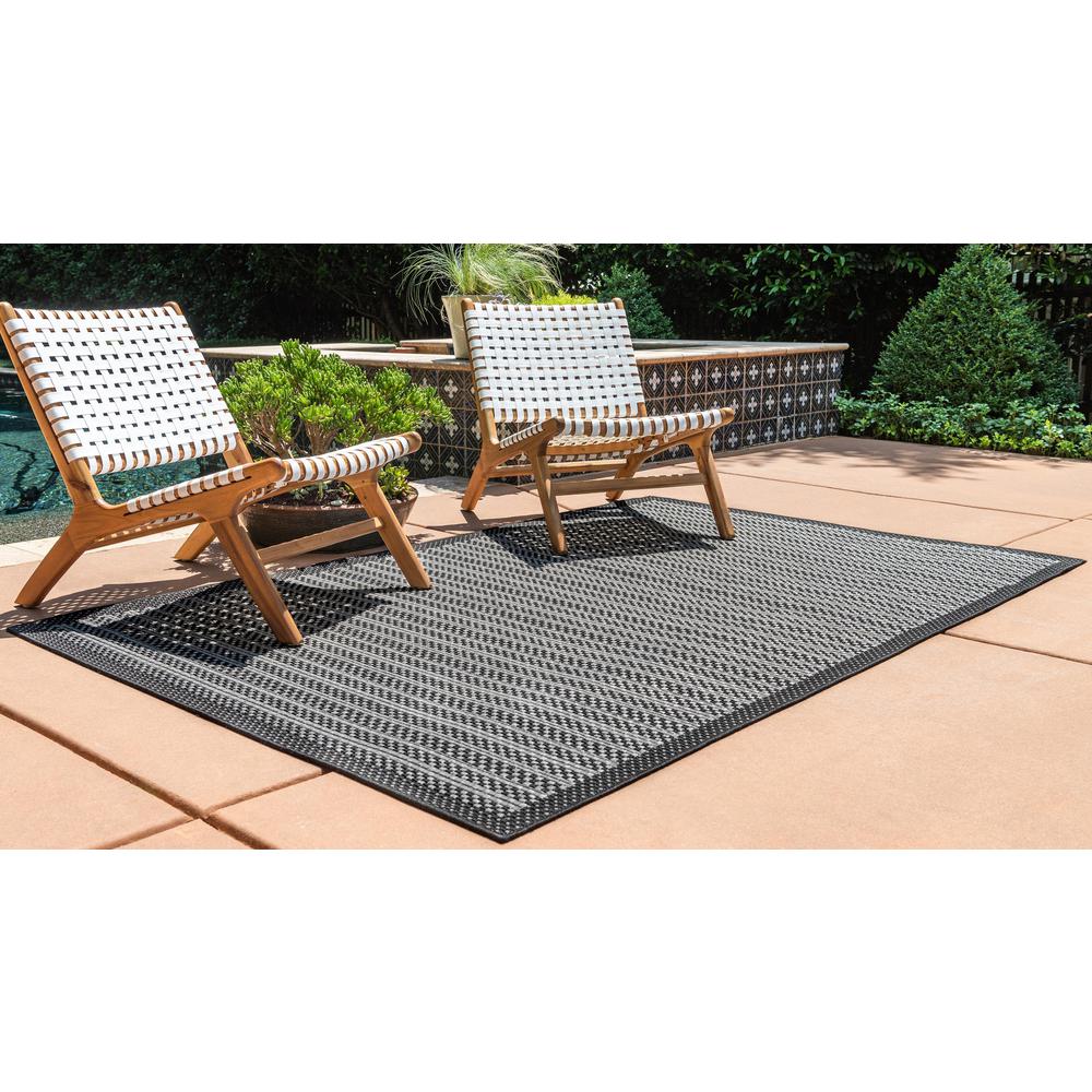Outdoor Checkered Rug, Gray (5' 3 x 8' 0). Picture 3