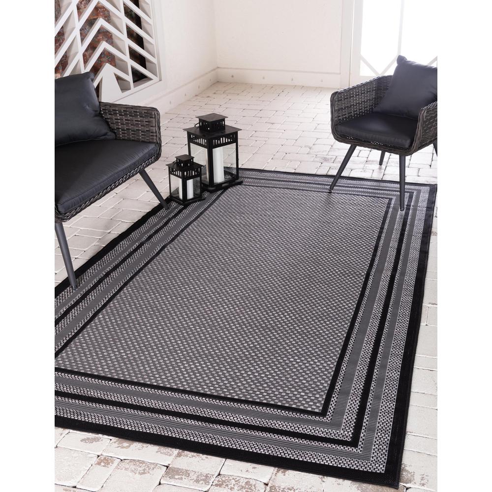 Outdoor Multi Border Rug, Gray (5' 3 x 8' 0). Picture 2