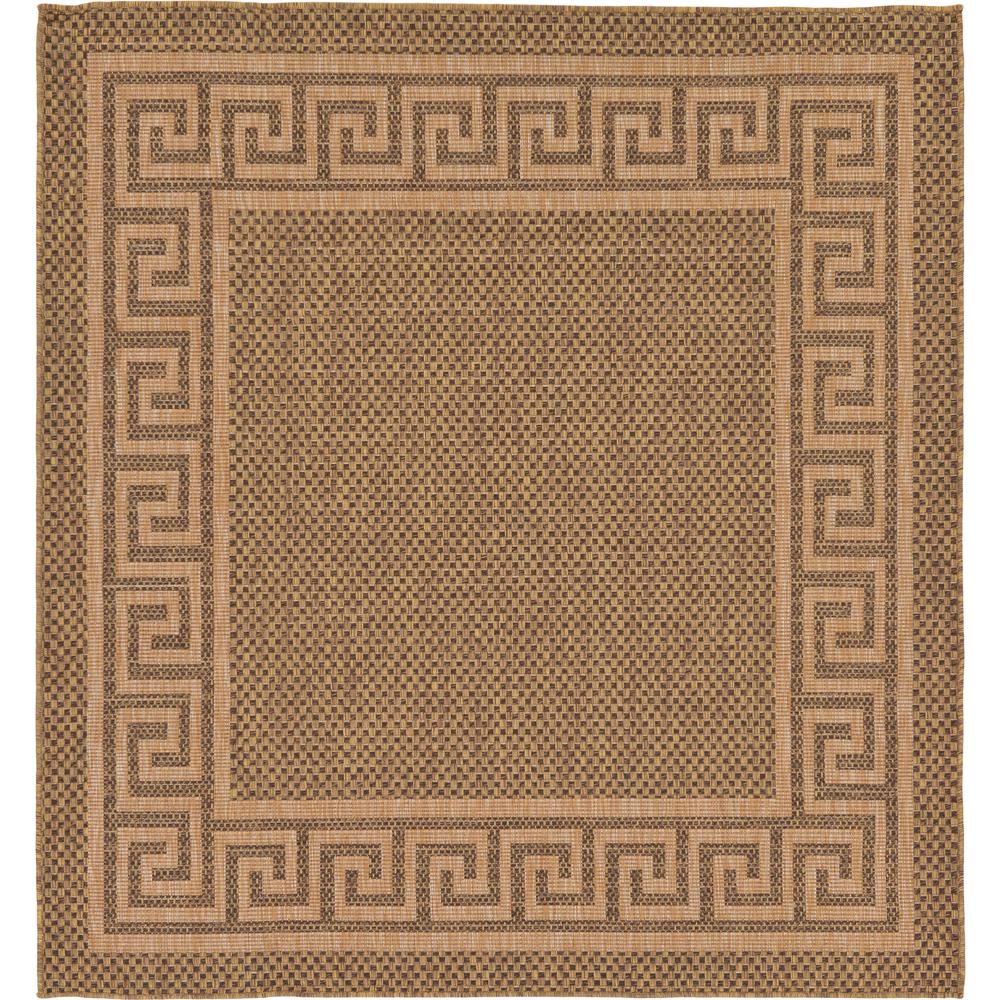 Outdoor Greek Key Rug, Brown (6' 0 x 6' 0). Picture 2