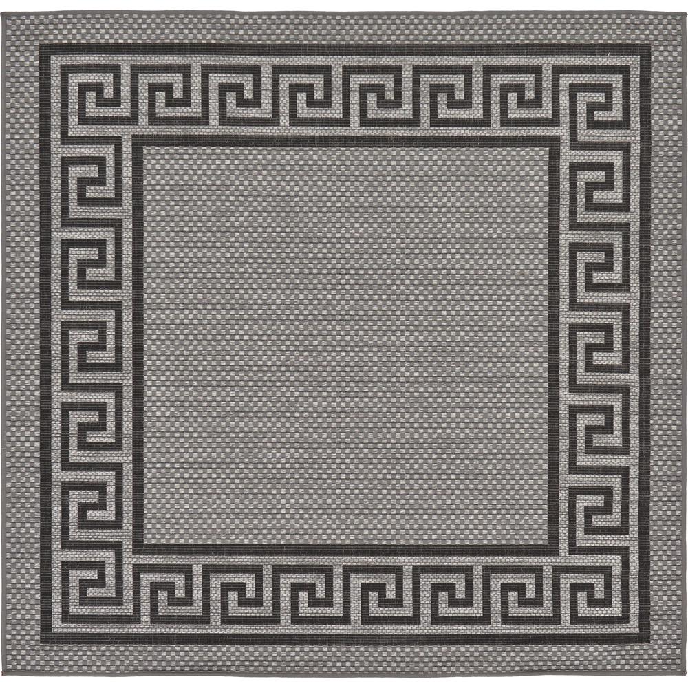 Outdoor Greek Key Rug, Gray (6' 0 x 6' 0). Picture 2