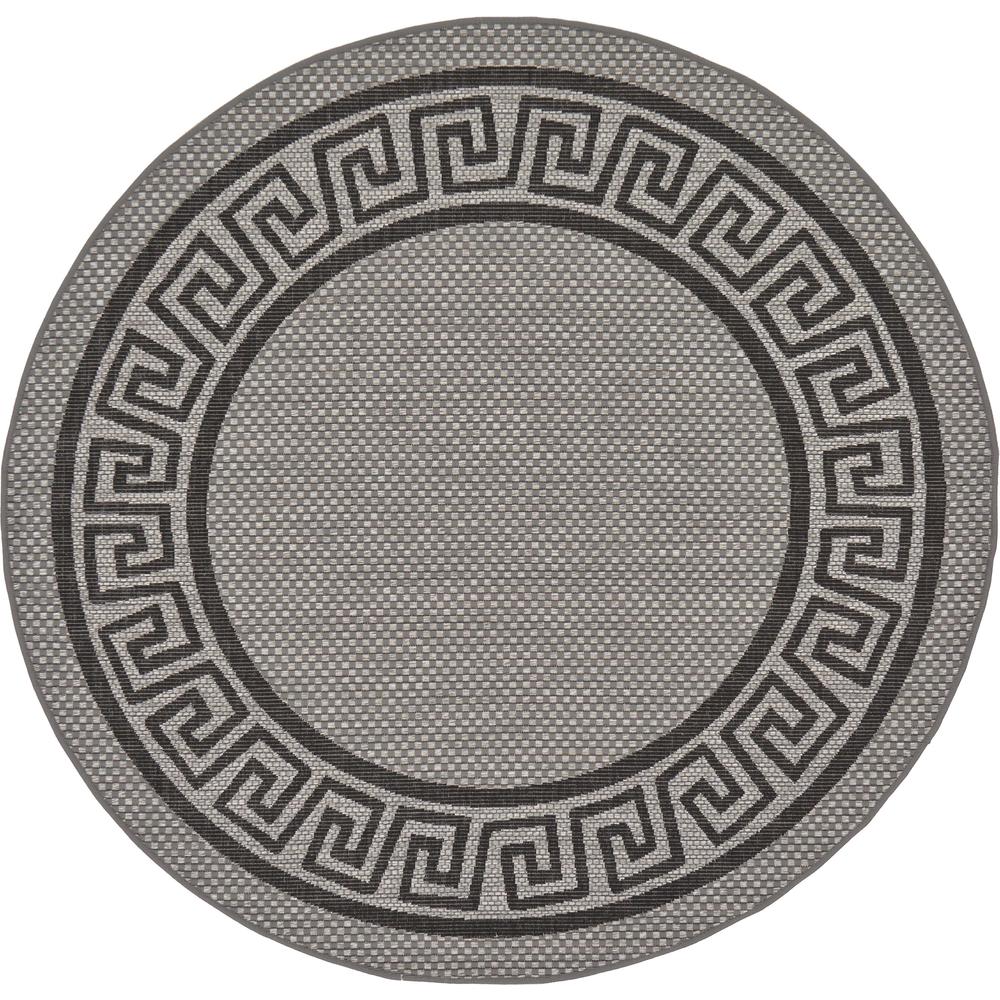 Outdoor Greek Key Rug, Gray (6' 0 x 6' 0). Picture 2