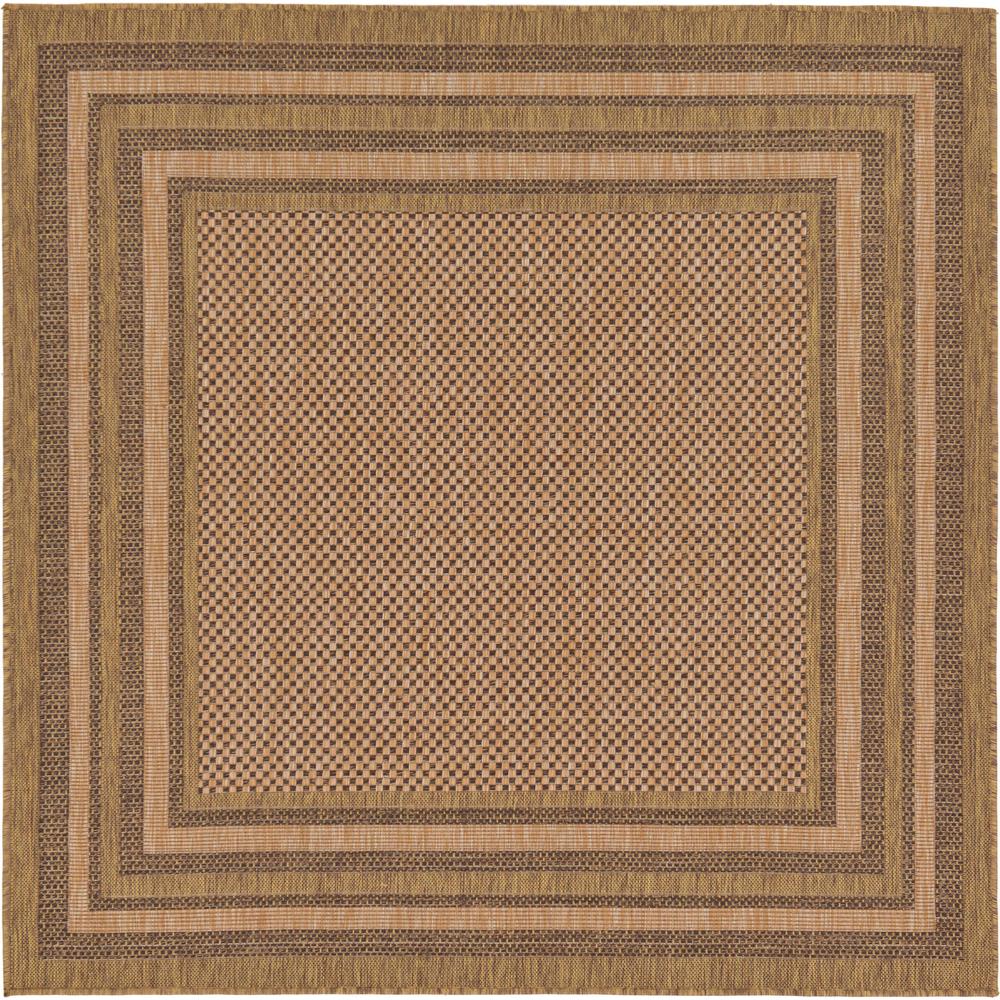 Outdoor Multi Border Rug, Brown (6' 0 x 6' 0). Picture 2