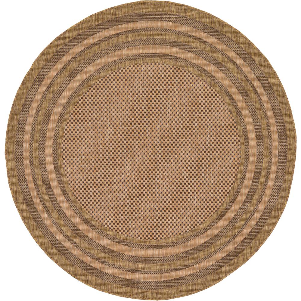 Outdoor Multi Border Rug, Brown (6' 0 x 6' 0). Picture 2