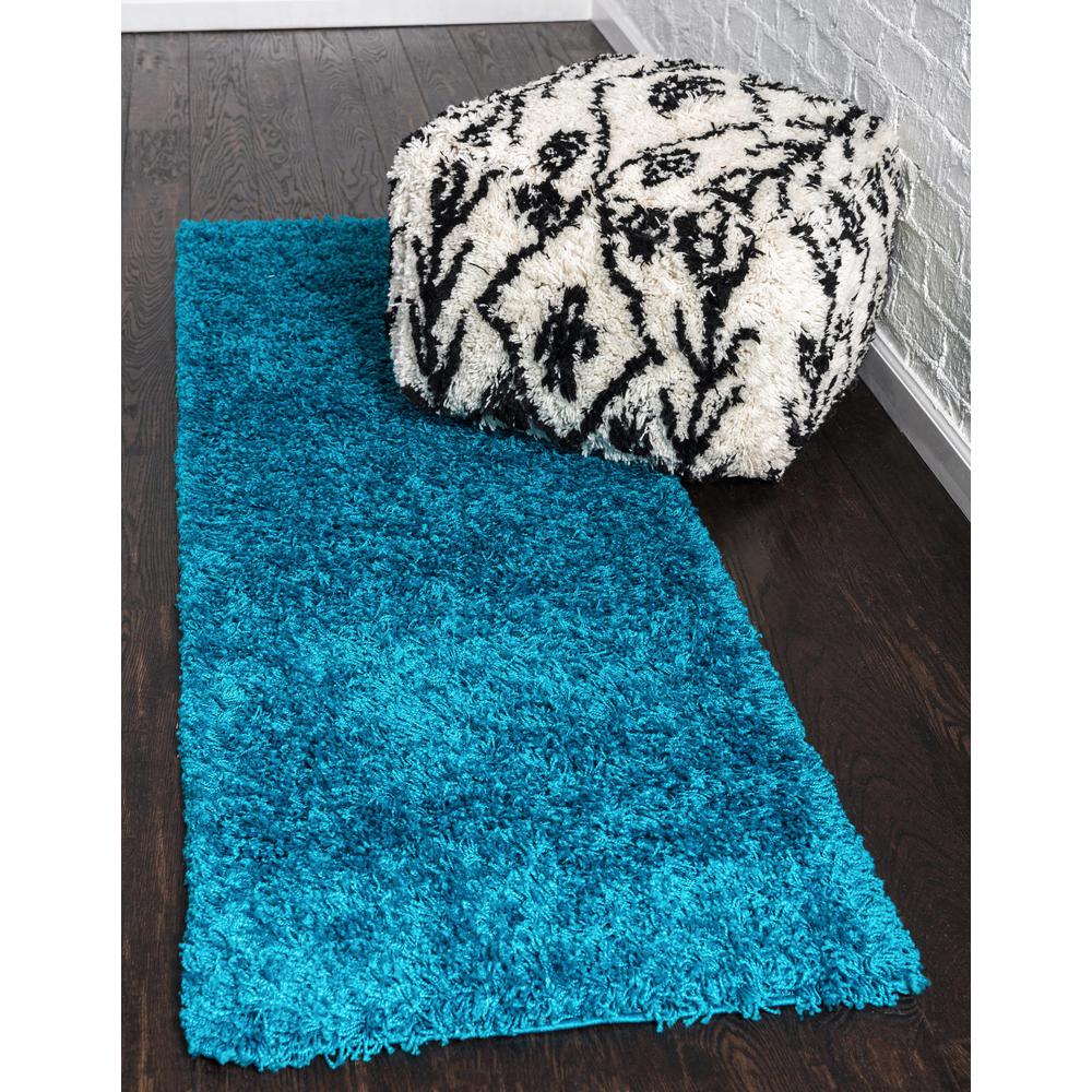 Solid Shag Rug, Turquoise (2' 2 x 6' 5). Picture 2