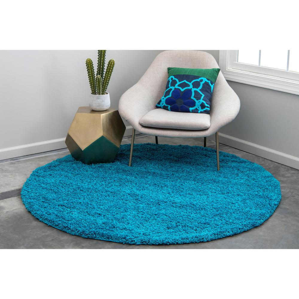 Solid Shag Rug, Turquoise (8' 2 x 8' 2). Picture 3