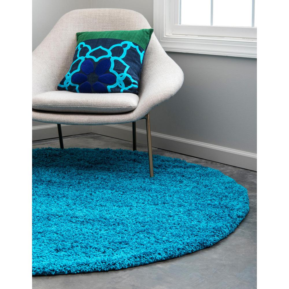 Solid Shag Rug, Turquoise (8' 2 x 8' 2). Picture 4
