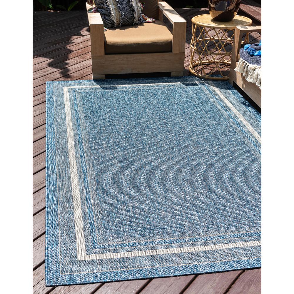 Outdoor Soft Border Rug, Blue (5' 0 x 8' 0). Picture 2