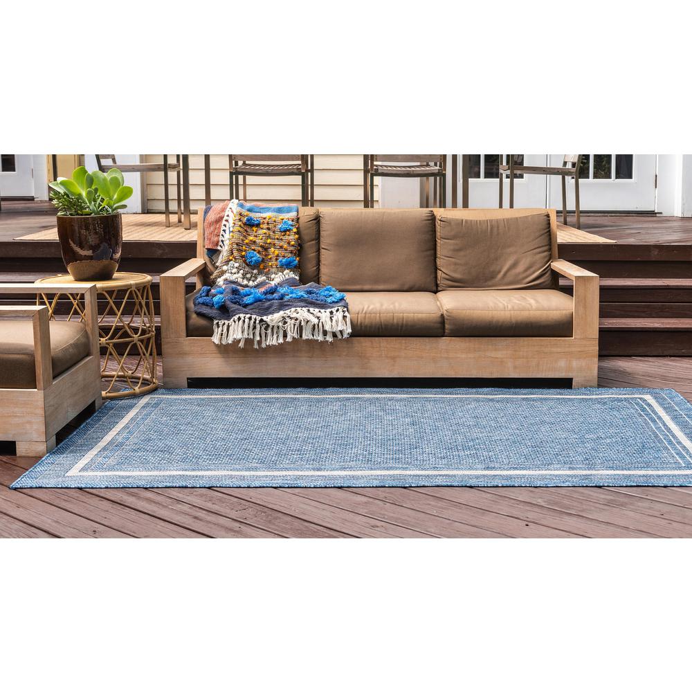 Outdoor Soft Border Rug, Blue (5' 0 x 8' 0). Picture 4