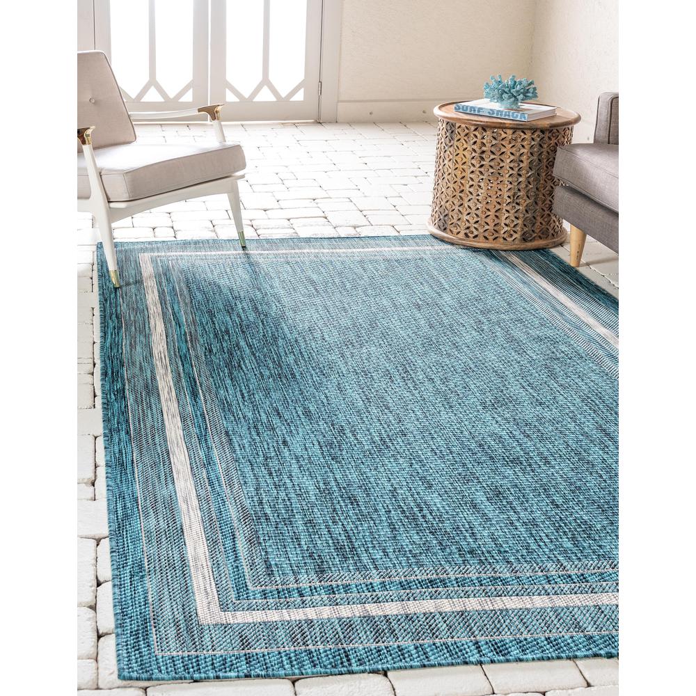 Outdoor Soft Border Rug, Teal (5' 0 x 8' 0). Picture 2