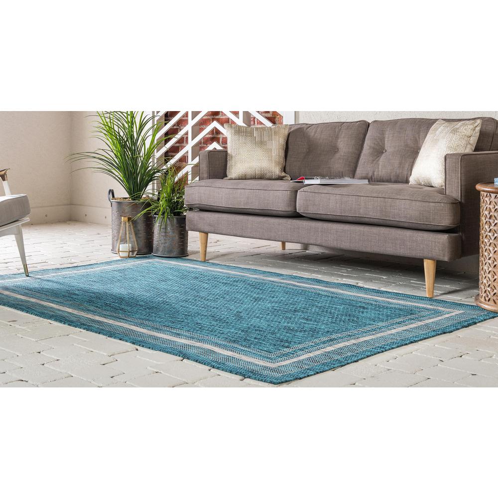 Outdoor Soft Border Rug, Teal (5' 0 x 8' 0). Picture 3