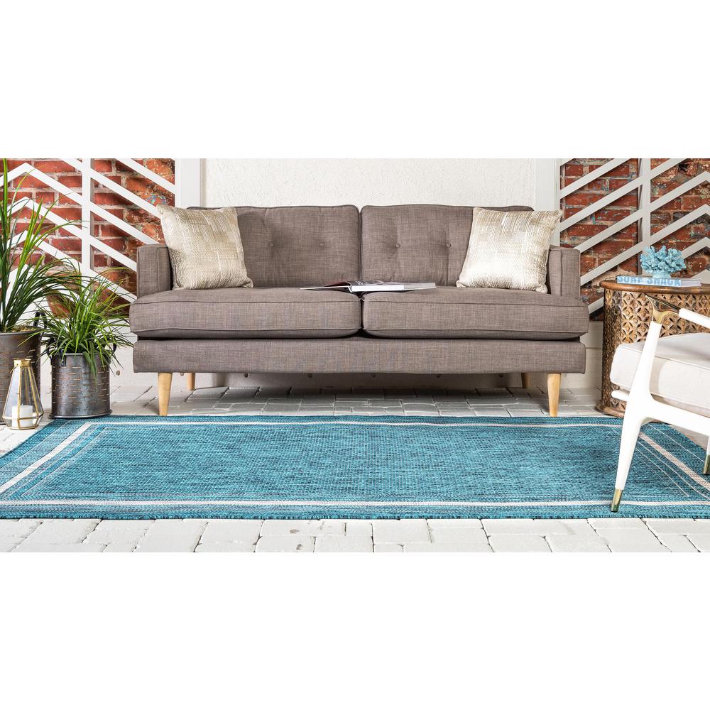 Outdoor Soft Border Rug, Teal (5' 0 x 8' 0). Picture 4
