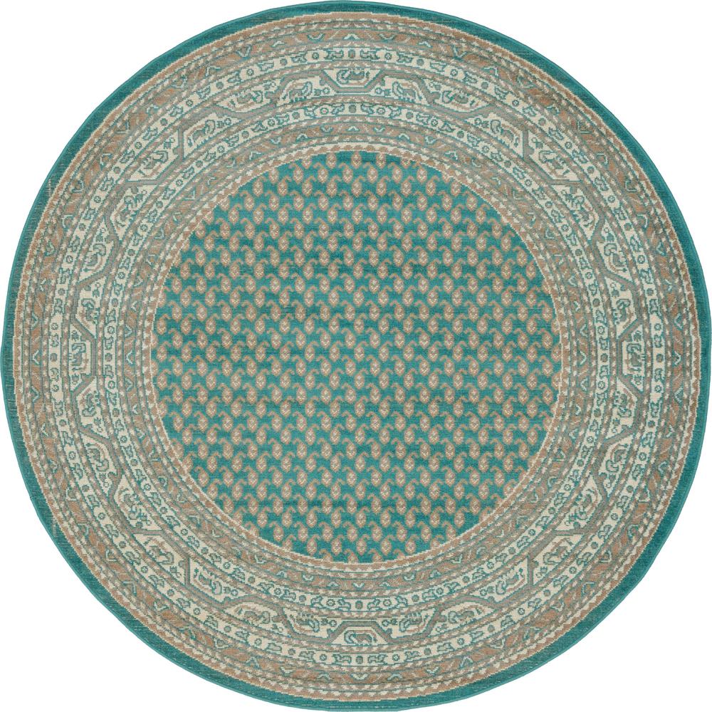 Allover Williamsburg Rug, Teal (5' 0 x 5' 0). Picture 6
