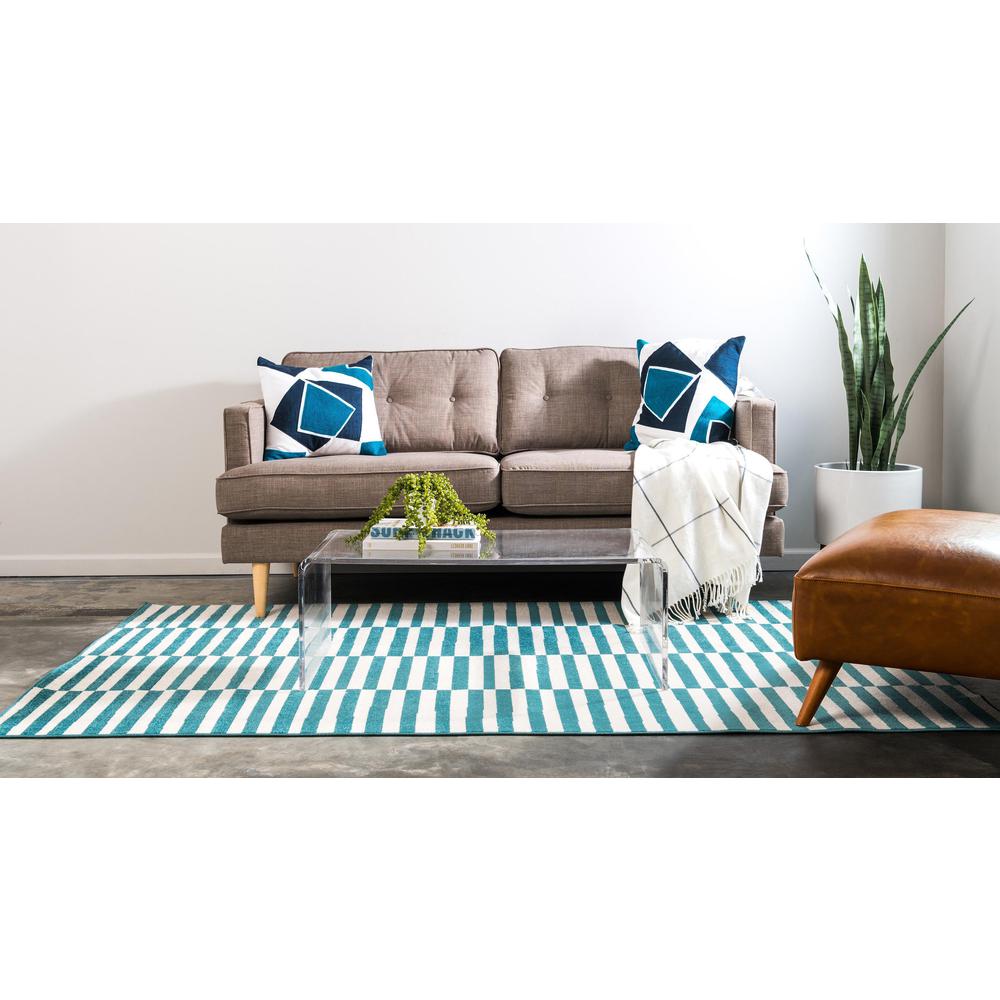 Striped Williamsburg Rug, Teal (5' 0 x 8' 0). Picture 4