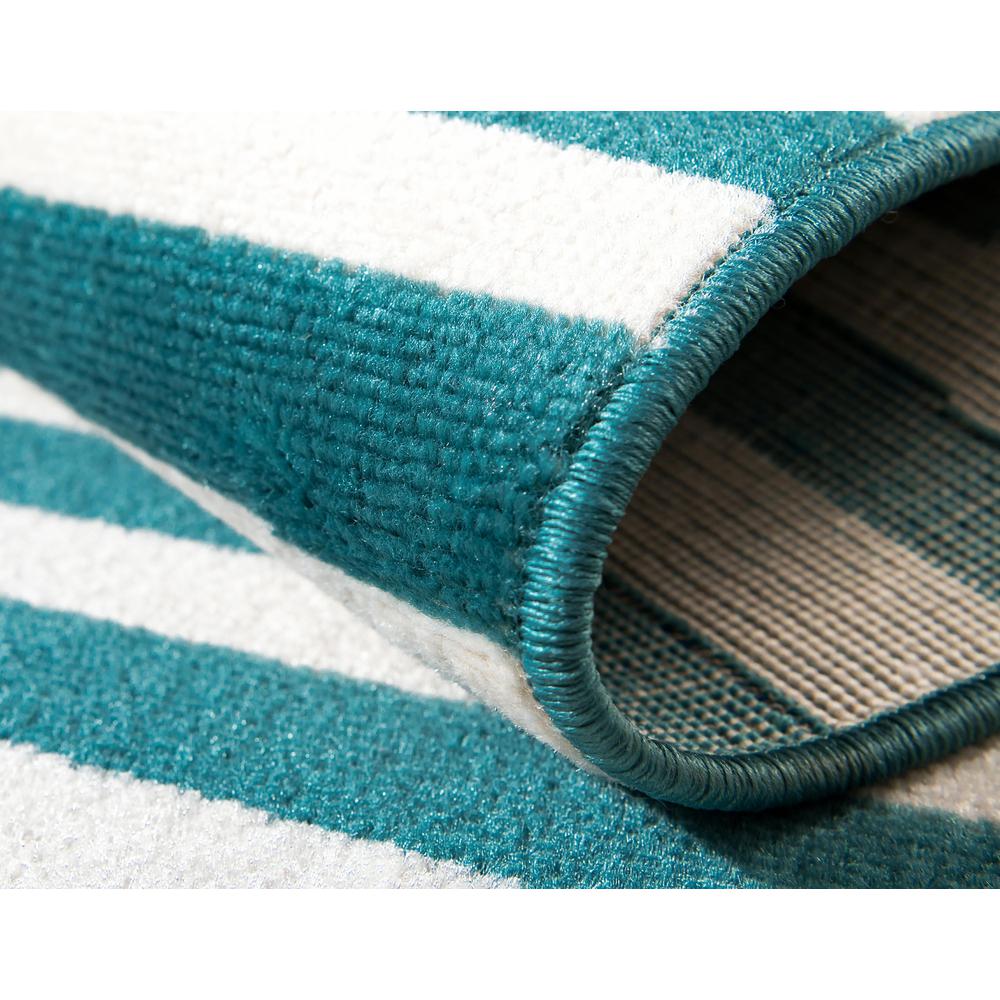 Striped Williamsburg Rug, Teal (5' 0 x 5' 0). Picture 5