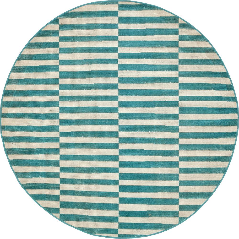 Striped Williamsburg Rug, Teal (5' 0 x 5' 0). Picture 2