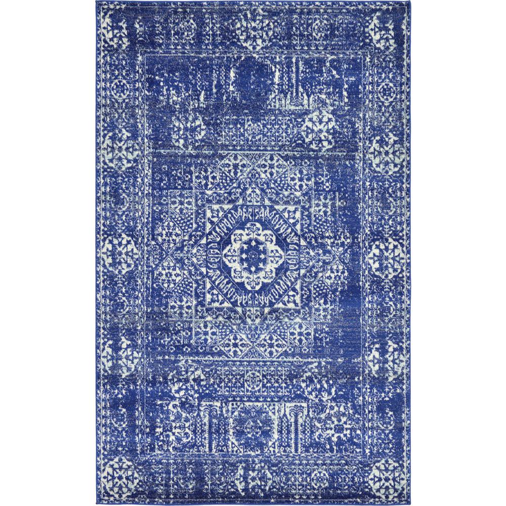 Bouquet Tradition Rug, Royal Blue (5' 0 x 8' 0). Picture 5