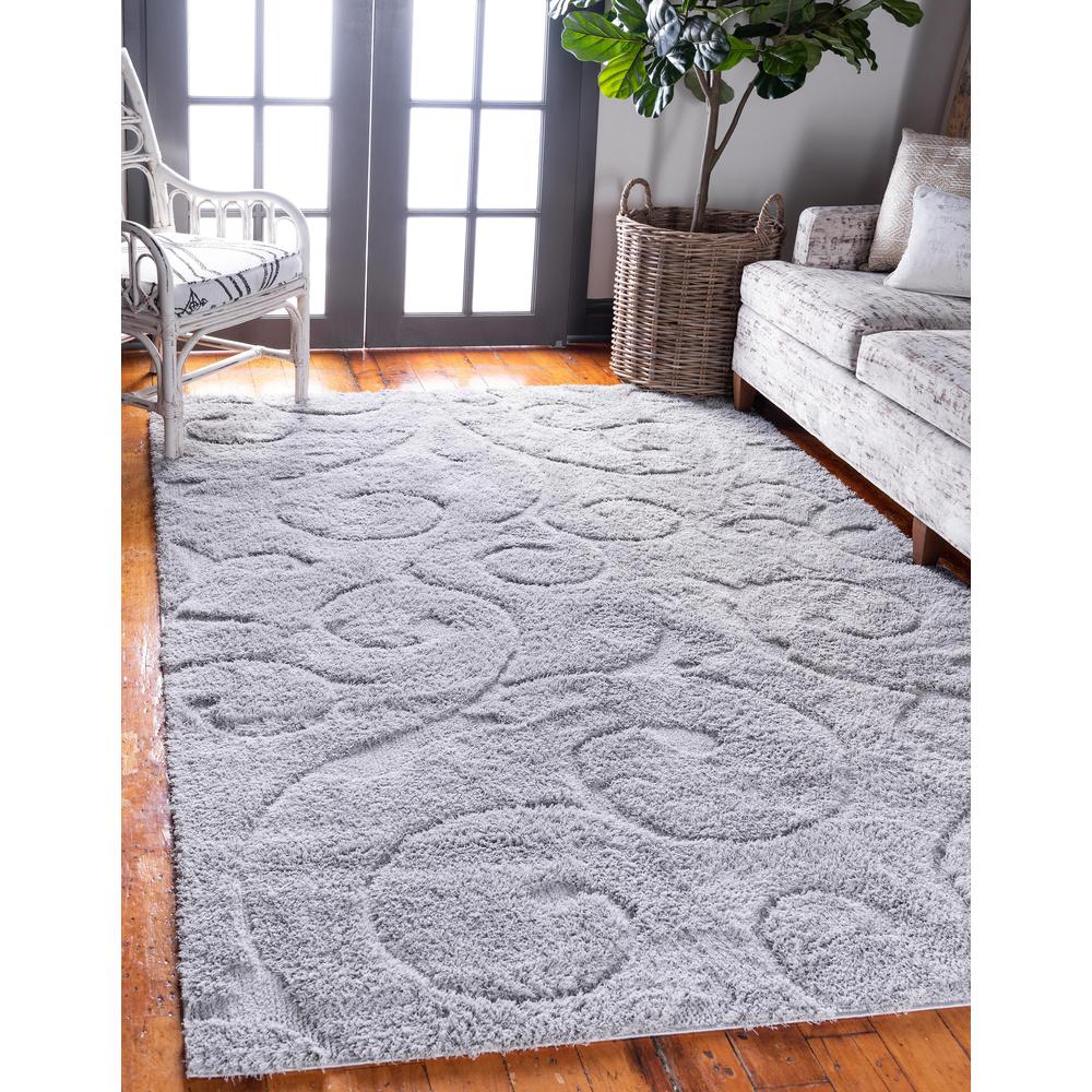 Carved Floral Shag Rug, Gray (8' 0 x 10' 0). Picture 2