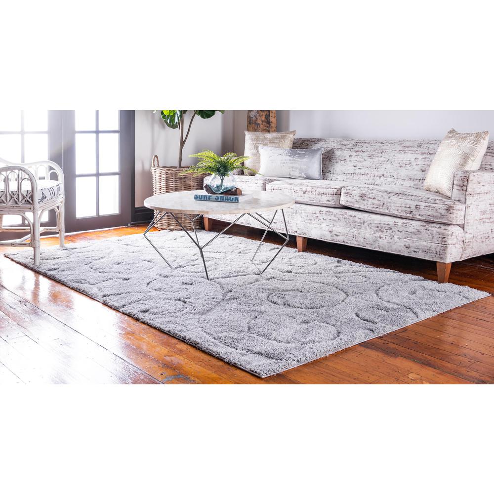 Carved Floral Shag Rug, Gray (8' 0 x 10' 0). Picture 3
