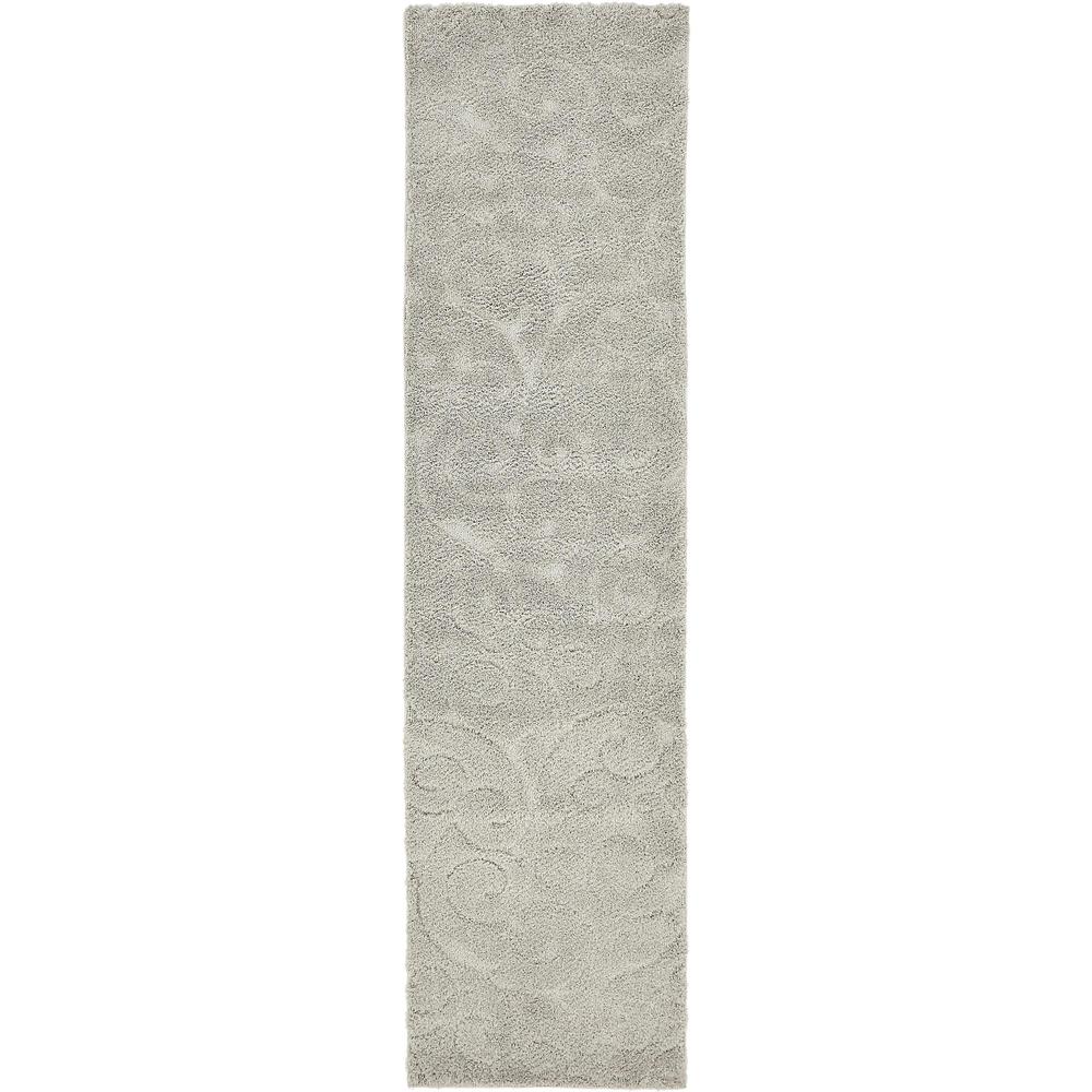 Carved Floral Shag Rug, Gray (2' 7 x 10' 0). Picture 2