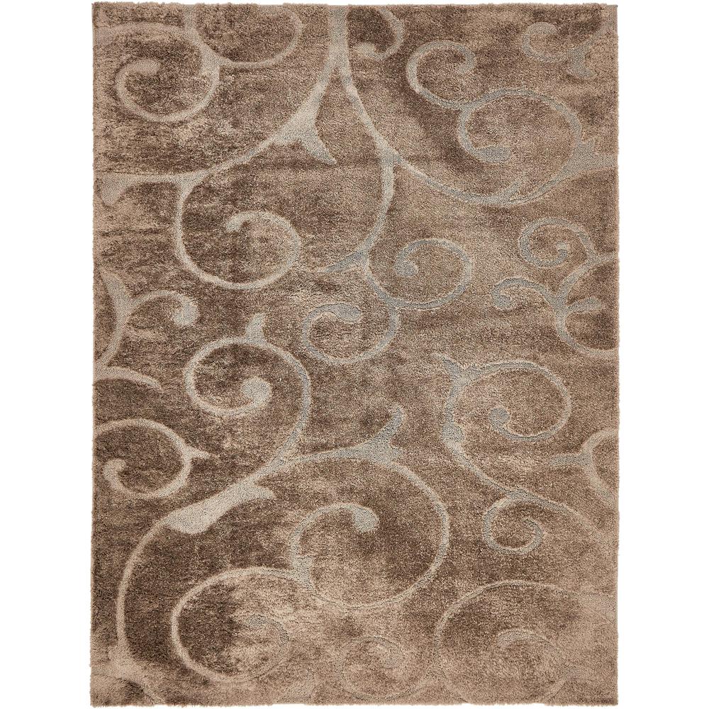 Carved Floral Shag Rug, Brown (9' 0 x 12' 0). Picture 3
