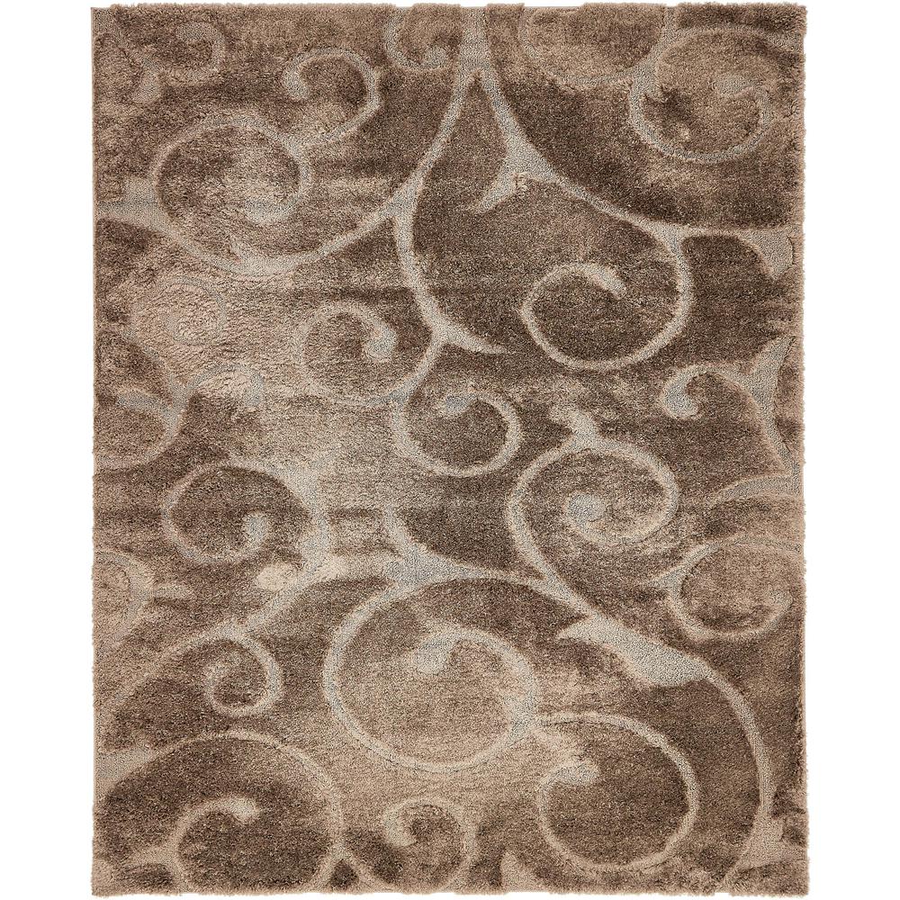 Carved Floral Shag Rug, Brown (8' 0 x 10' 0). Picture 2