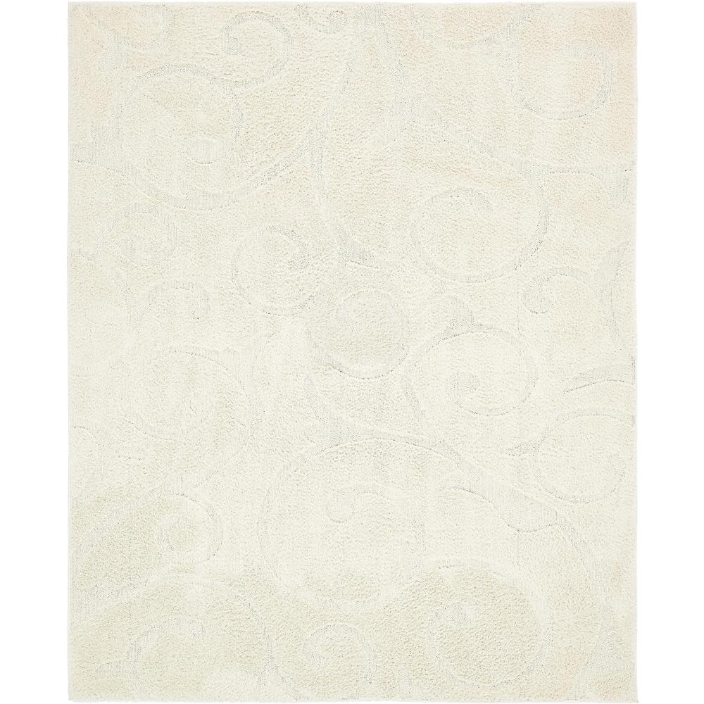 Carved Floral Shag Rug, Ivory (8' 0 x 10' 0). Picture 2
