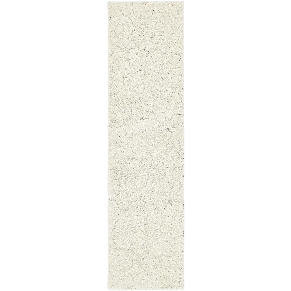Carved Floral Shag Rug, Ivory (2' 7 x 10' 0). Picture 2