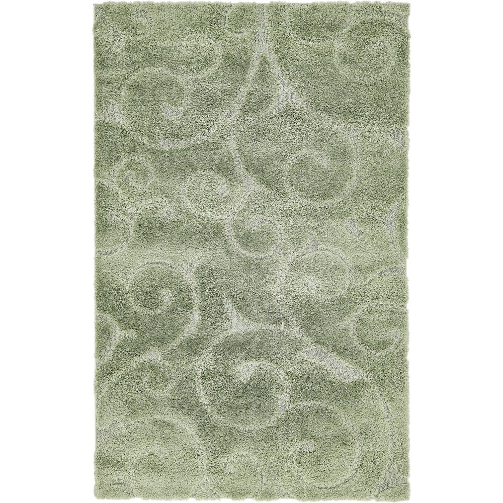 Carved Floral Shag Rug, Green (5' 0 x 8' 0). Picture 2