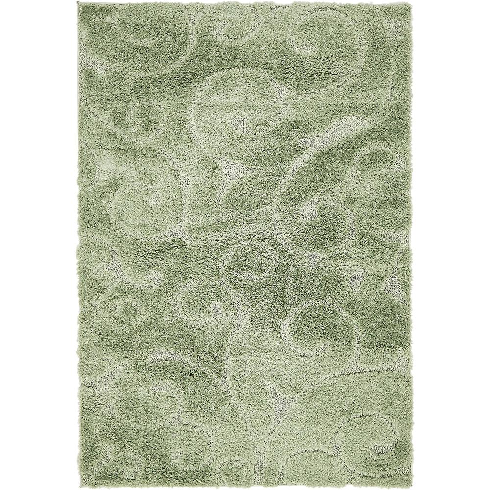Carved Floral Shag Rug, Green (4' 0 x 6' 0). Picture 2