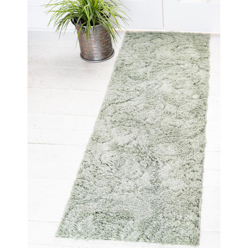 Carved Floral Shag Rug, Green (2' 0 x 6' 7). Picture 2