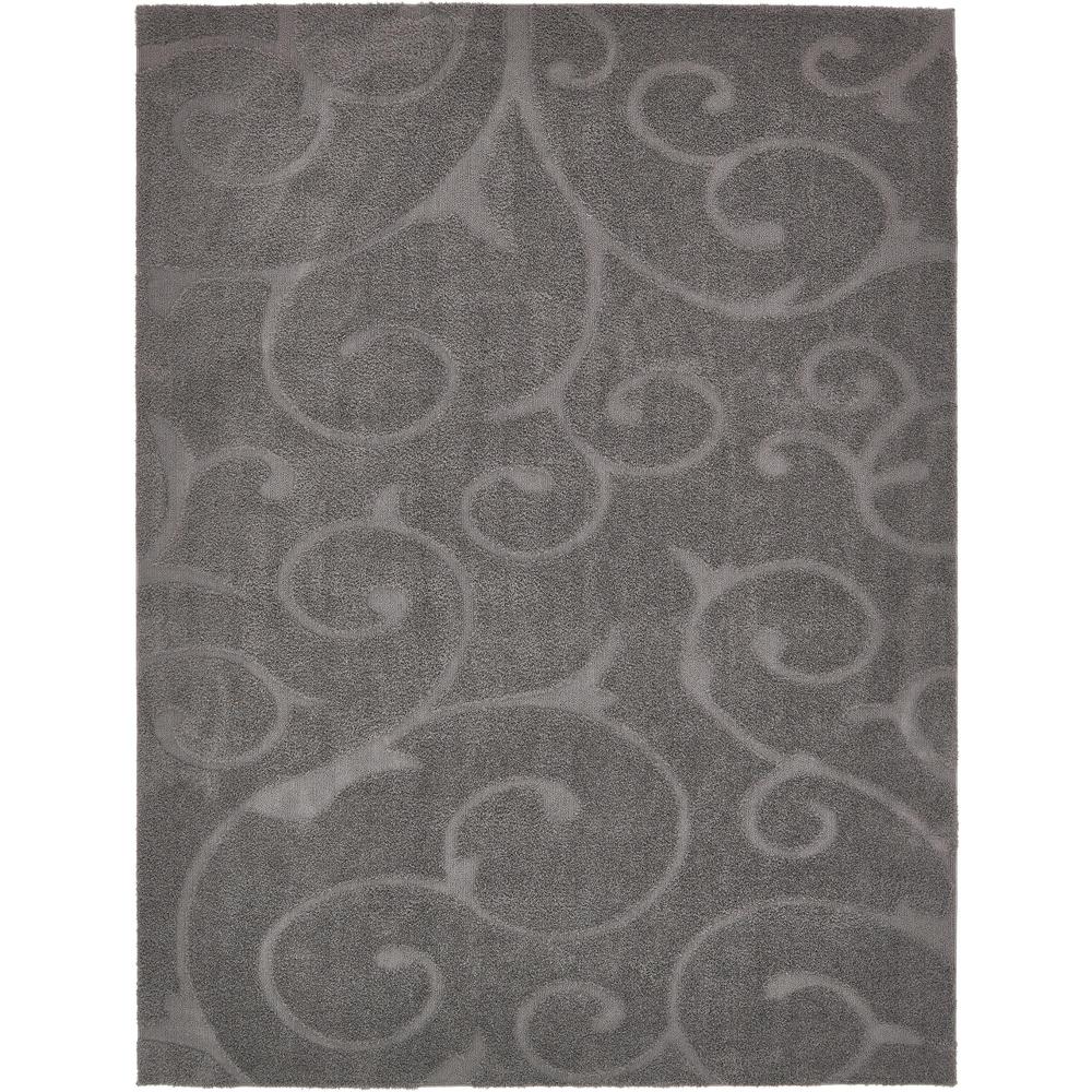 Carved Floral Shag Rug, Dark Gray (9' 0 x 12' 0). Picture 2