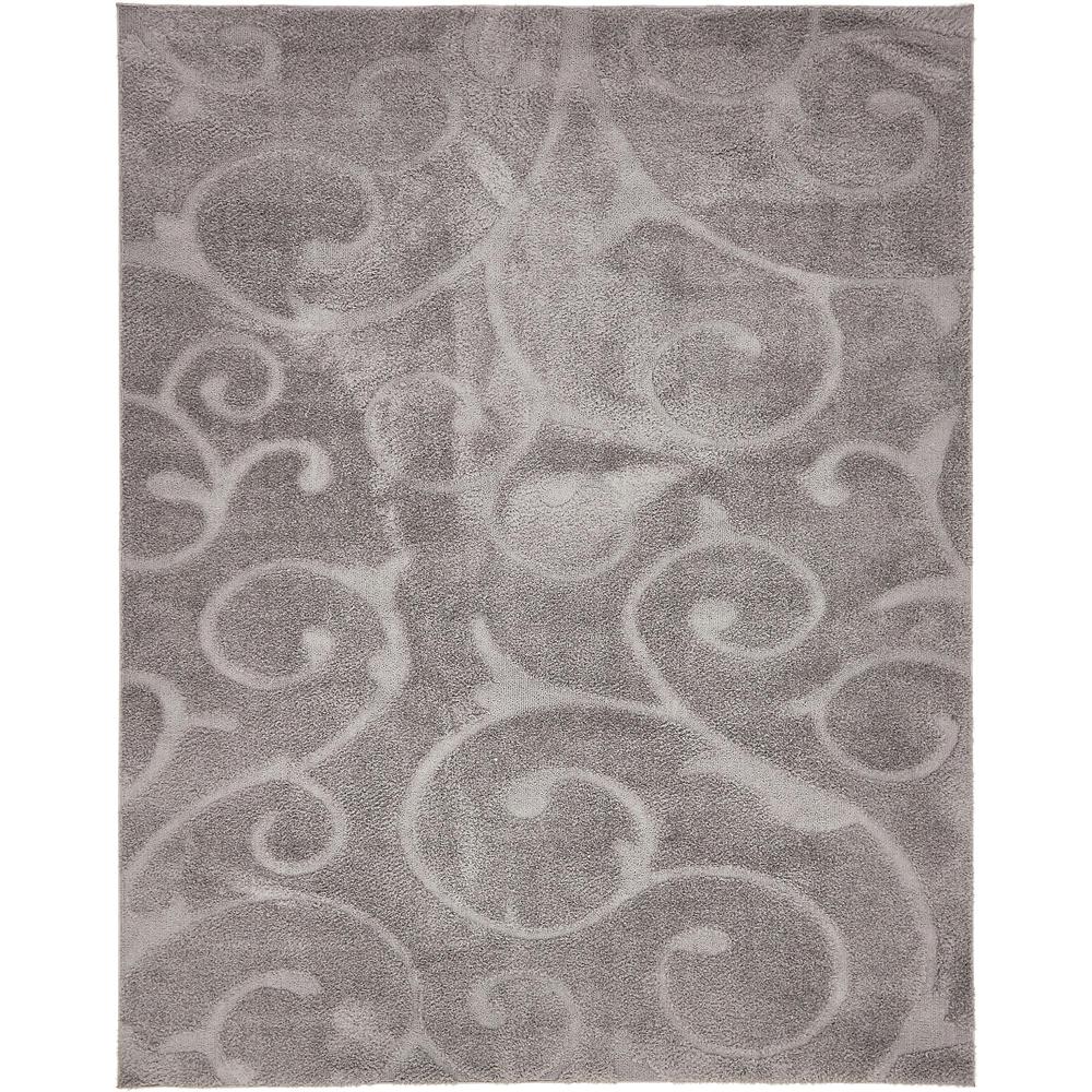 Carved Floral Shag Rug, Dark Gray (8' 0 x 10' 0). Picture 2