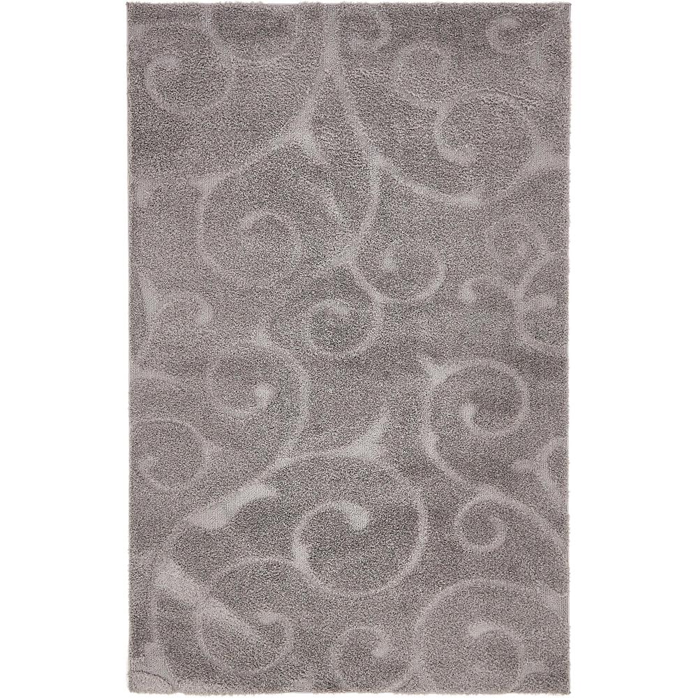 Carved Floral Shag Rug, Dark Gray (5' 0 x 8' 0). Picture 2