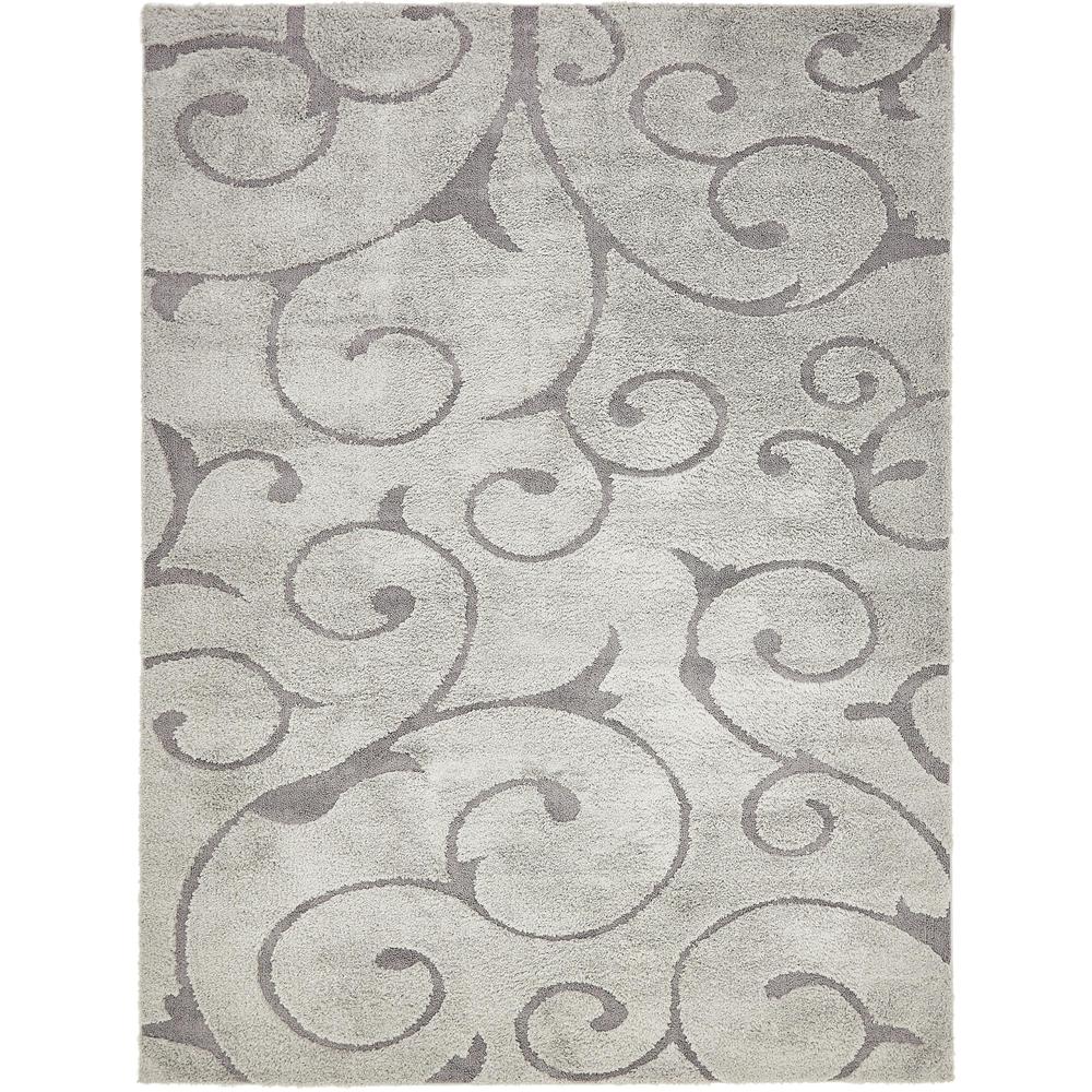 Carved Floral Shag Rug, Gray/Dark Gray (9' 0 x 12' 0). Picture 2