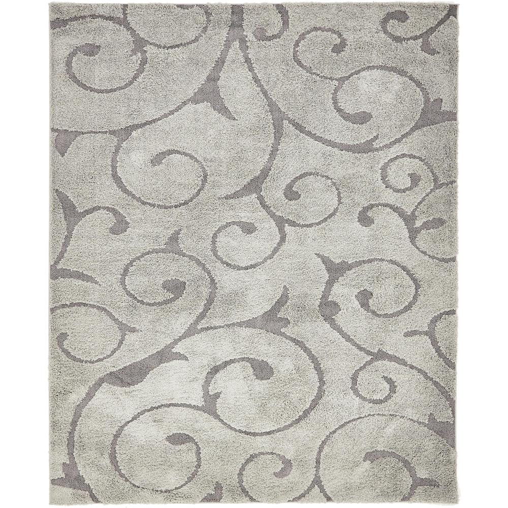 Carved Floral Shag Rug, Gray/Dark Gray (8' 0 x 10' 0). Picture 2