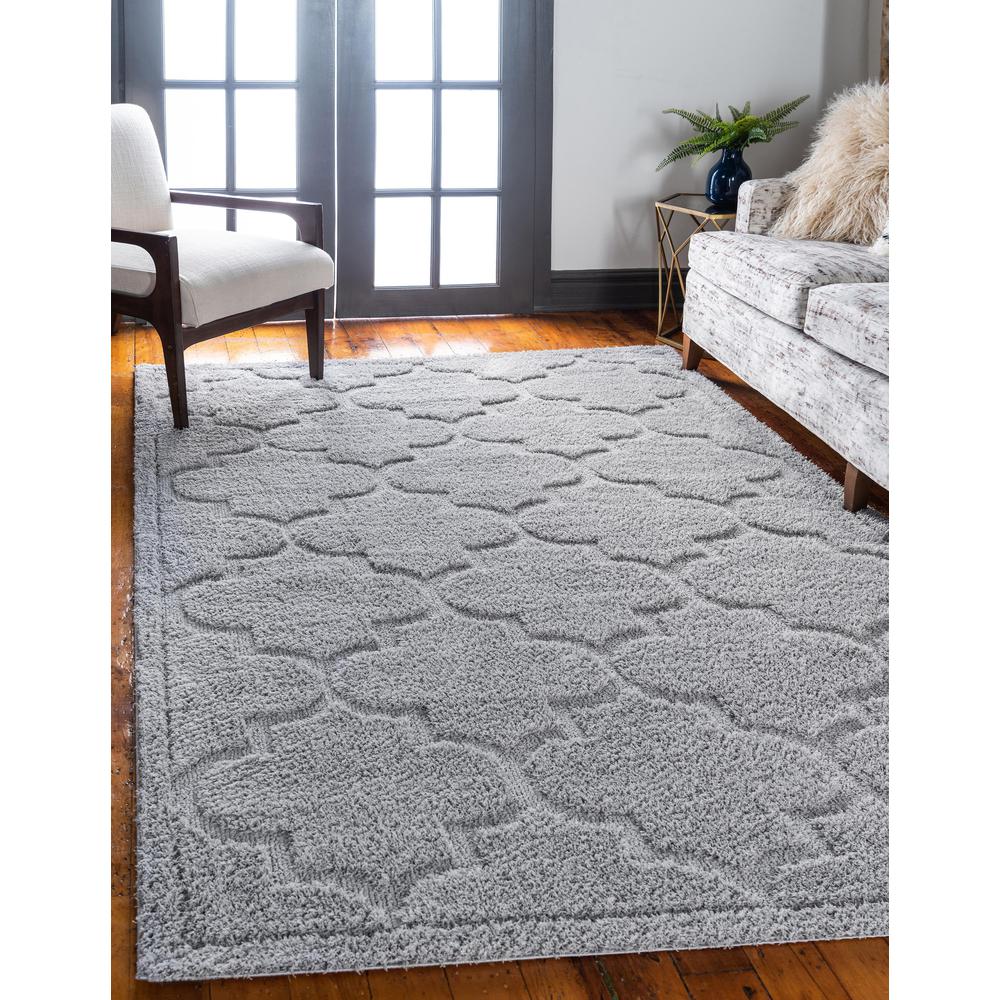 Traditional Trellis Shag Rug, Light Gray (8' 0 x 10' 0). Picture 2